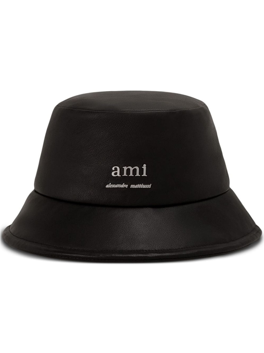 Ami Paris Black Leather Bucket Hat